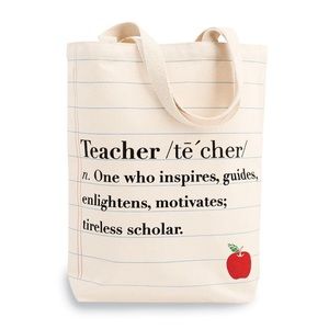 Mud Pie Great Teachers Gift. Teacher Heavyweight Canvas Tote with Apple